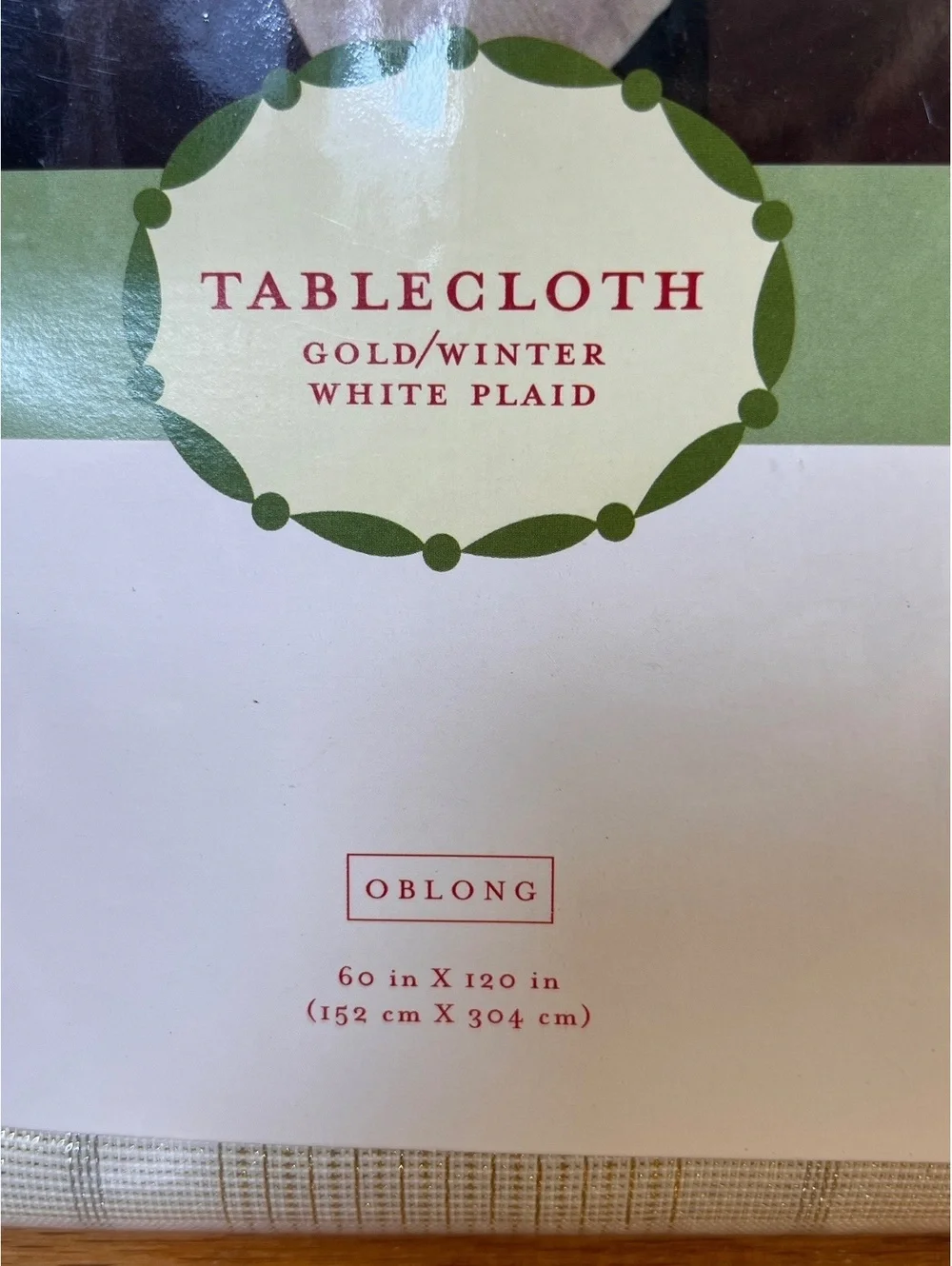 2002 Target Gold and Winter White Plaid Oblong Tablecloth 60x120 inches